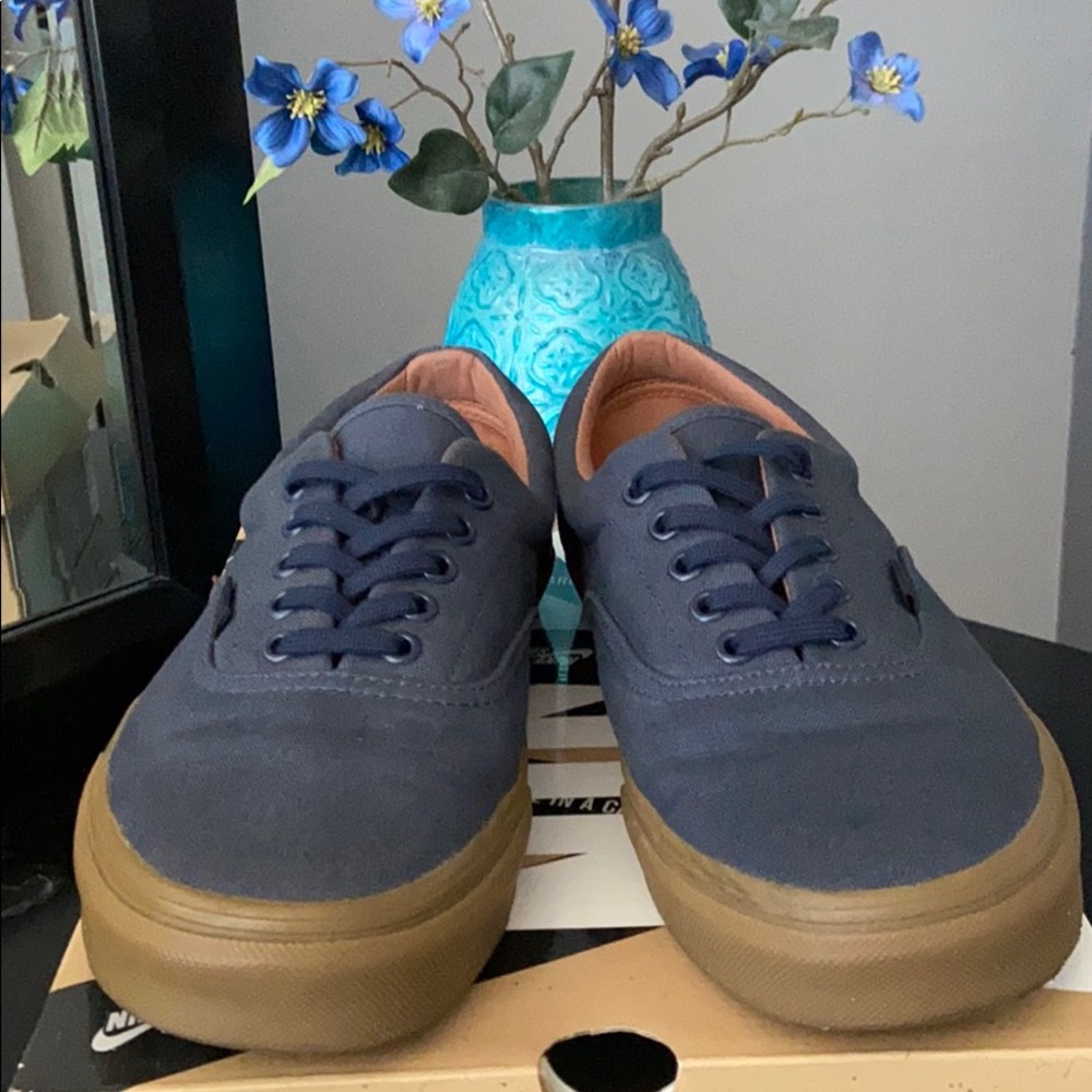 Vans Navy Blue Sneakers with Brown Sole